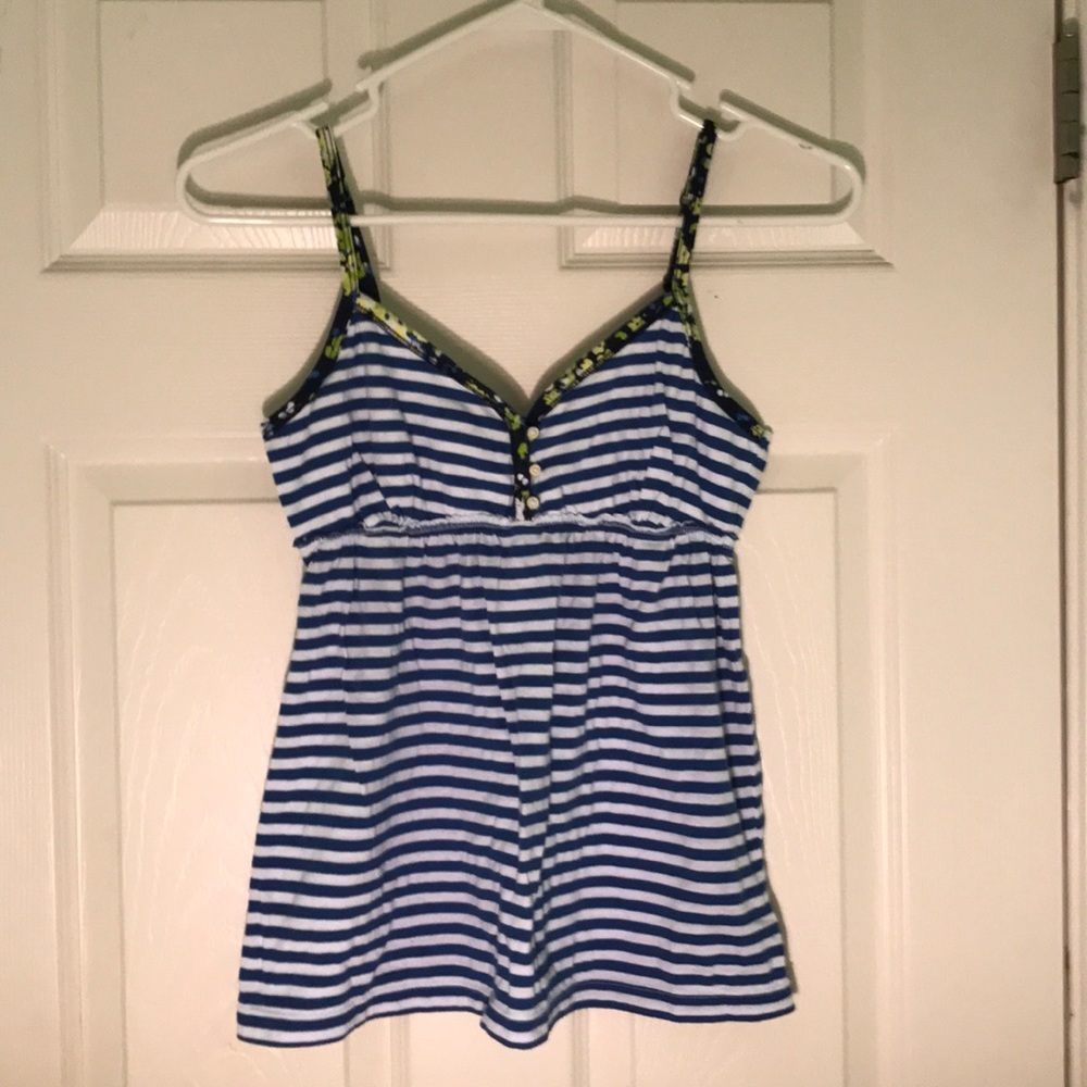 Aeropostale blue n white striped babydoll tank S